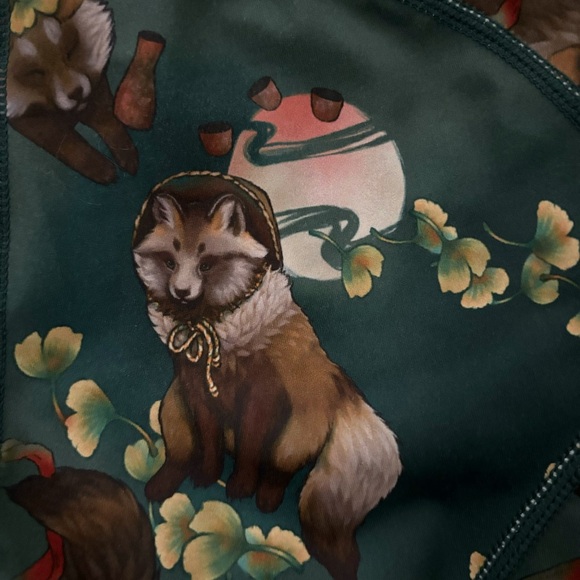 Iron Yokai Tanuki Wrap Shorts Size XS Green Tie Front Activewear Street Apparel - Picture 4 of 9